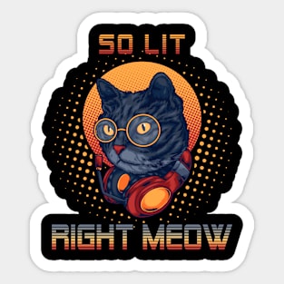 So Lit Right Meow EDM DJ Rave Party Festival Cat Sticker